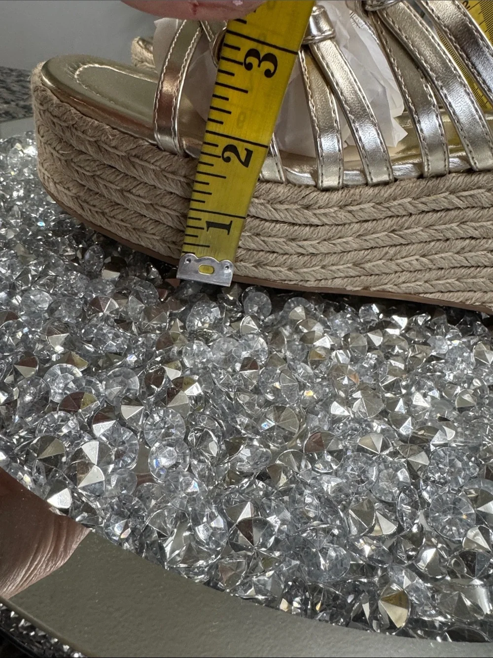 Nine West Metallic Gold Braided Espadrille Platform Slides NEW 8